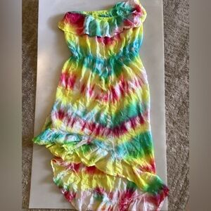 Peaceful People tied dyed halter high low dress-SZ L